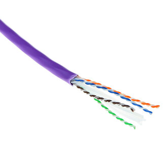 ACT U/UTP CAT6a 10 Gigabit netwerkkabel met vaste aders - AWG23 - LSZH / paars - 500 meter