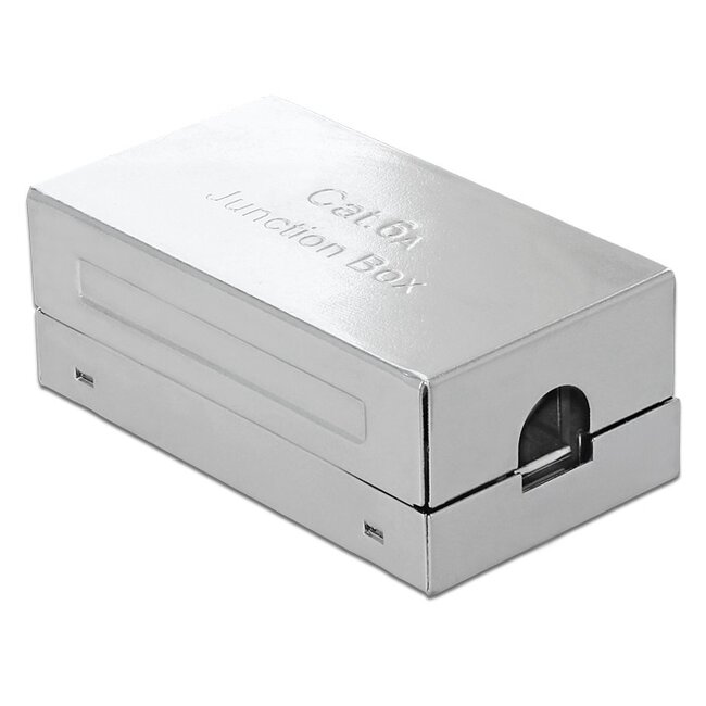 Premium verbindingsbox voor F/UTP / S/FTP CAT6a netwerkkabel / metaal