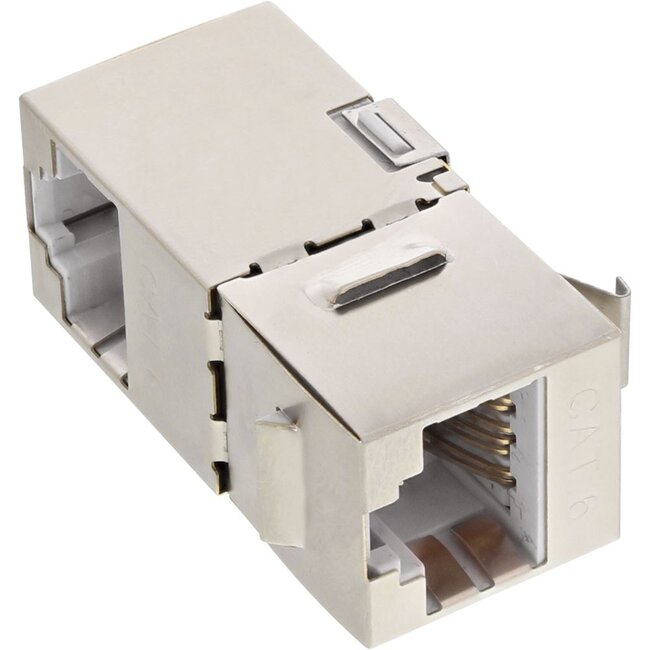 STP CAT6 Gigabit Keystone module RJ45 - RJ45 - 90° haaks / metaal