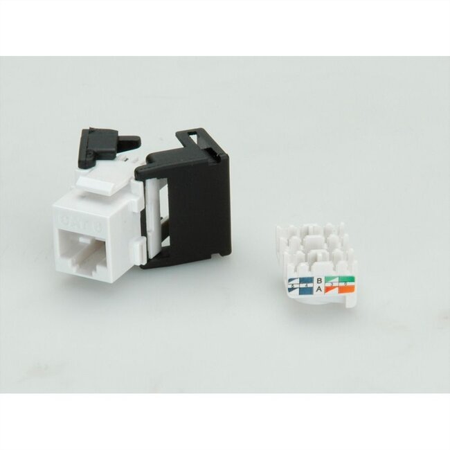 UTP CAT6 Gigabit Keystone module RJ45 - LSA (toolless) / wit/zwart