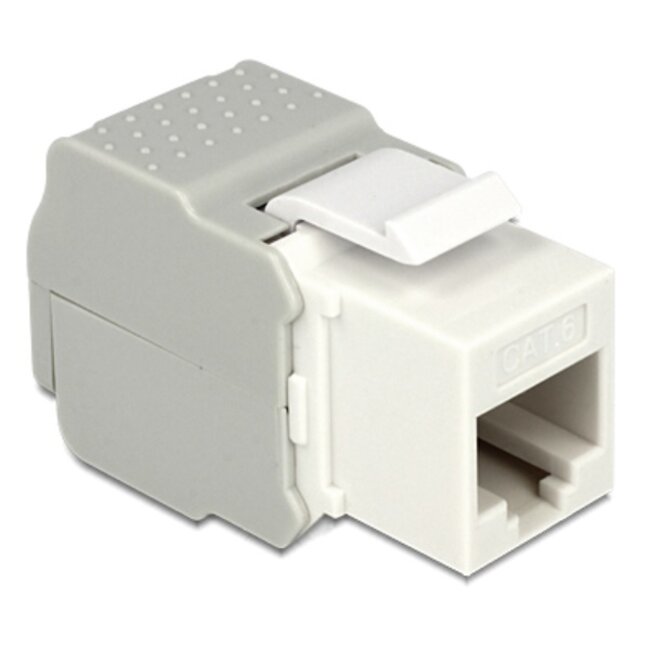 UTP CAT6 Gigabit Keystone module RJ45 - LSA (toolless) / wit/grijs