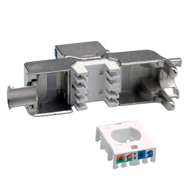 STP CAT6a 10 Gigabit Keystone module RJ45 - LSA (toolless) - met afsluitcover / gegoten zink