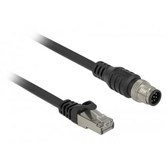 DeLOCK M12 8-pins A-gecodeerd - RJ45 industriële netwerkkabel - CAT5e / PVC - 1 meter