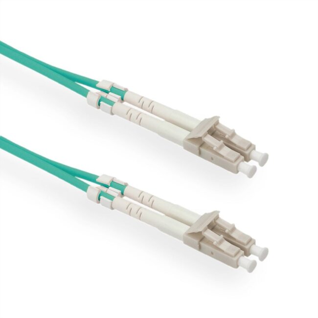 LC Duplex Optical Fiber Patch kabel - Multi Mode OM3 - turquoise / LSZH - 0,50 meter