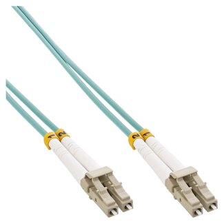 ACT Premium LC Duplex Optical Fiber Patch kabel - Multi Mode OM3 - turquoise / LSZH - 0,25 meter