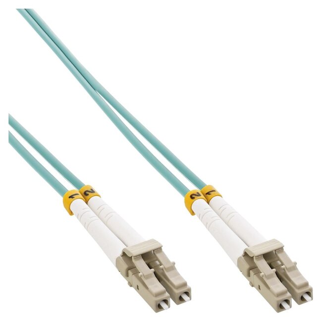 Premium LC Duplex Optical Fiber Patch kabel - Multi Mode OM3 - turquoise / LSZH - 0,25 meter