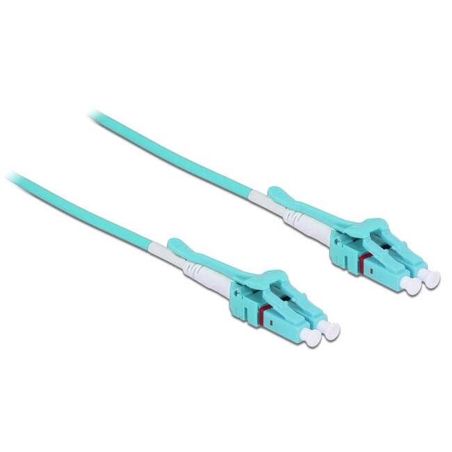 Quick release LC/UPC Duplex optical fiber uniboot kabel | OM3 | LSZH | turquoise | 1 meter