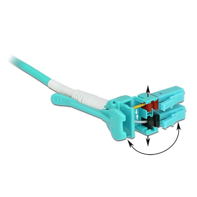 Quick release LC/UPC Duplex optical fiber uniboot kabel | OM3 | LSZH | turquoise | 3 meter