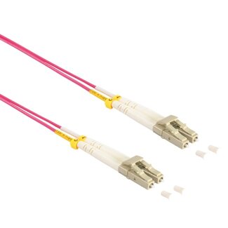 Universal LC Duplex Optical Fiber Patch kabel - Multi Mode OM4 - paars / LSZH - 0,50 meter