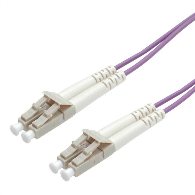 Low Loss LC Duplex Optical Fiber Patch kabel - Multi Mode OM4 - paars / LSZH - 0,50 meter