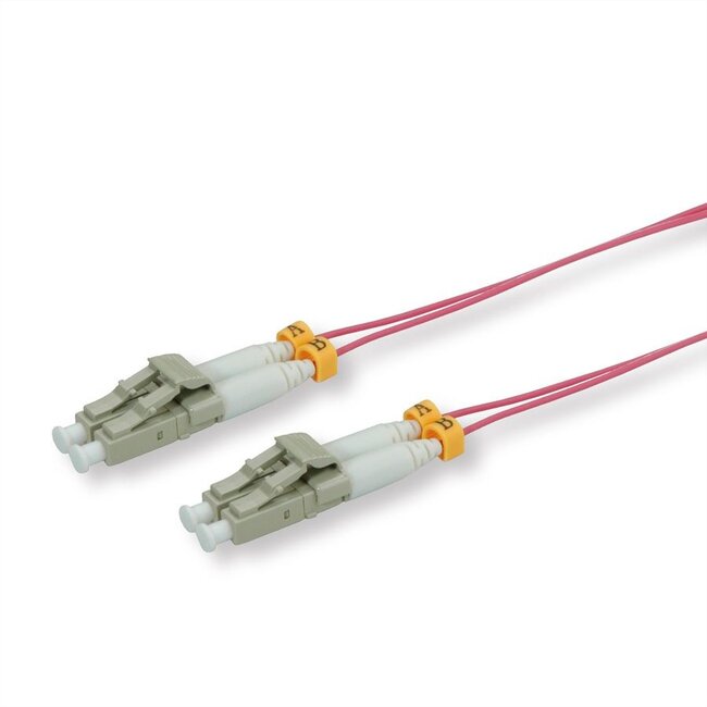 LC Duplex Optical Fiber Patch kabel / extra dun - Multi Mode OM4 - paars - 1 meter