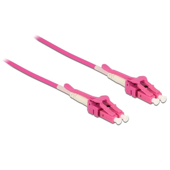 LC Duplex Optical Fiber Patch kabel - Uniboot / quick release - Multi Mode OM4 - paars / LSZH - 1 meter | DeLOCK
