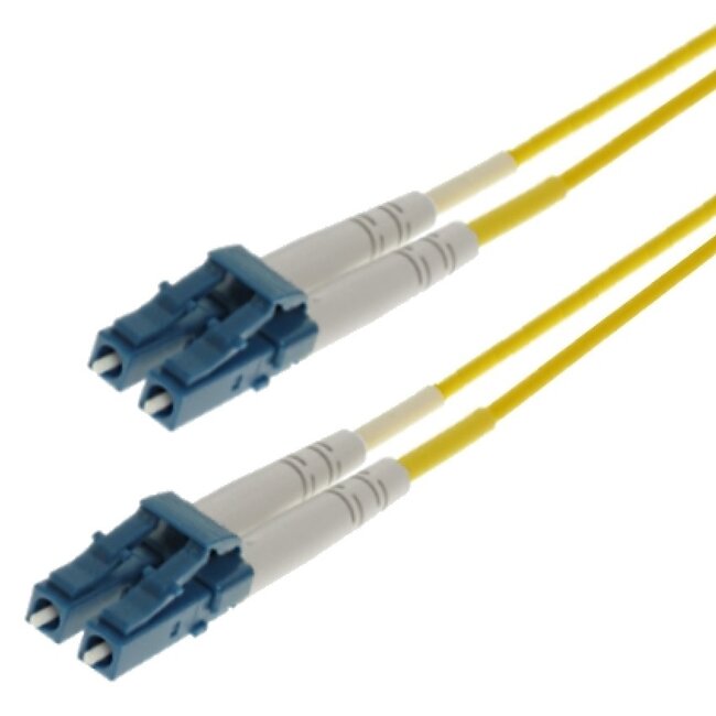 LC Duplex Optical Fiber Patch kabel - Single Mode OS1 - geel / LSZH - 0,50 meter