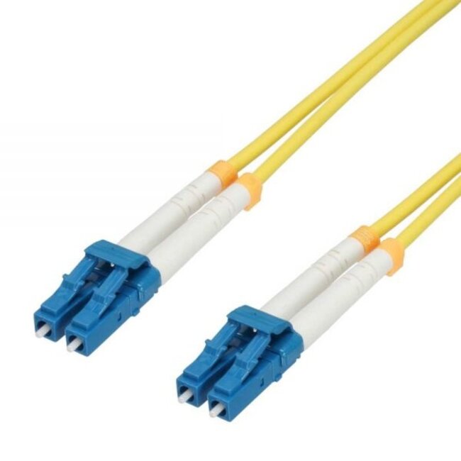 LC Duplex Optical Fiber Patch kabel - Single Mode OS2 - geel / LSZH - 0,25 meter