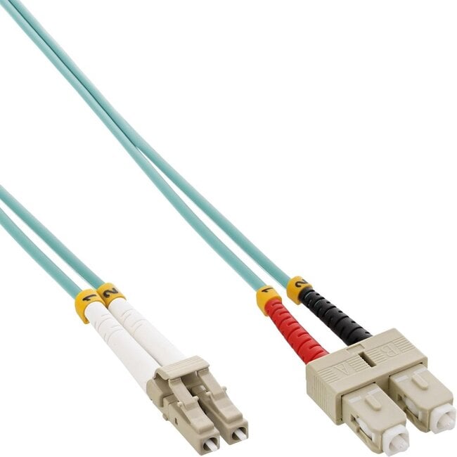 LC - SC Duplex Optical Fiber Patch kabel - Multi Mode OM3 - turquoise / LSZH - 7 meter