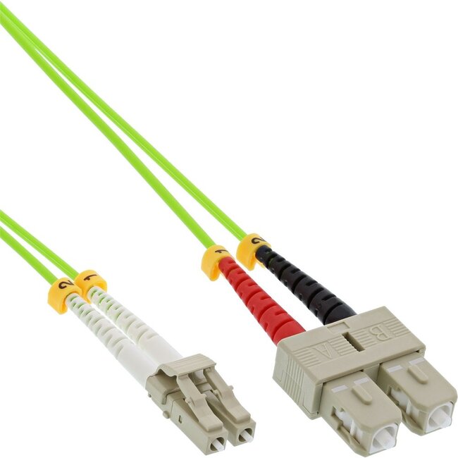LC - SC Duplex Optical Fiber Patch kabel - Multi Mode OM5 - groen / LSZH - 2 meter