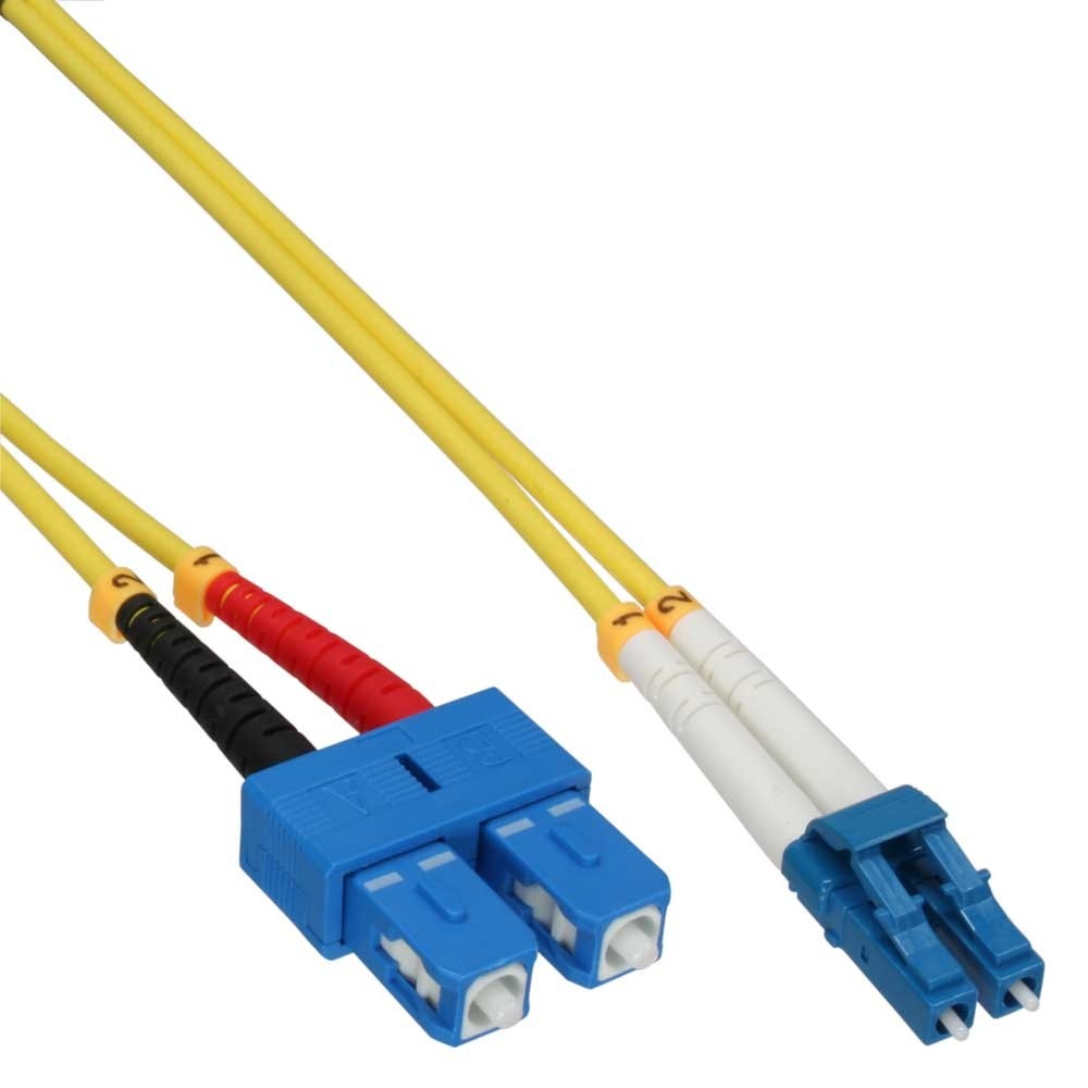 InLine 88656E. Snoerlengte: 10 m, Type glasvezel: OS2, Aansluiting 1: 2x LC, Aansluiting 2: 2x SC, Kern diameter: 9 µm, Full duplex