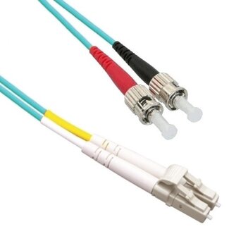 S-Impuls LC - ST Duplex Optical Fiber Patch kabel - Multi Mode OM3 - turquoise / LSZH - 1 meter