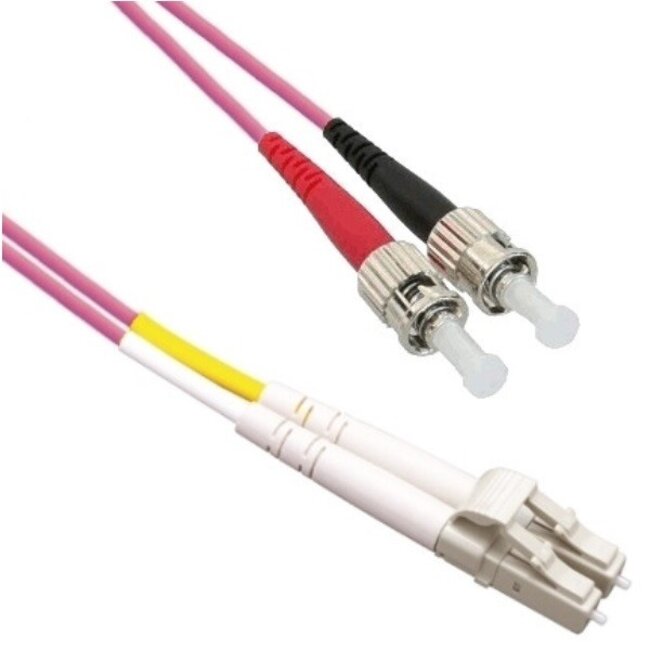 LC - ST Duplex Optical Fiber Patch kabel - Multi Mode OM4 - paars / LSZH - 1 meter