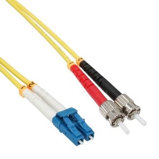 ACT LC - ST Duplex Optical Fiber Patch kabel - Single Mode OS2 - geel / LSZH - 50 meter