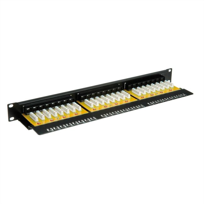 19 inch patch panel | 24x RJ45 | CAT6 | UTP | 1U | zwart