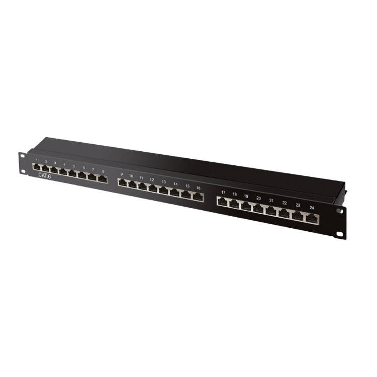 24-poorts Cat6 Patchpaneel - STP Afgeschermd - 1U - Zwart
