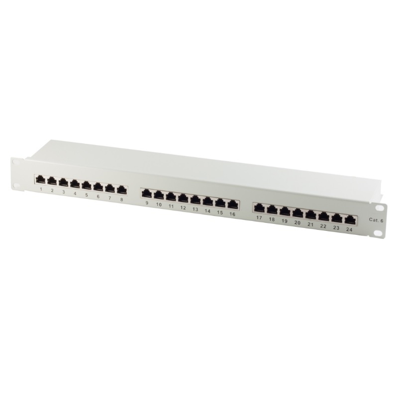 24-poorts Cat6 Patchpaneel - STP Afgeschermd - 1U - Grijs