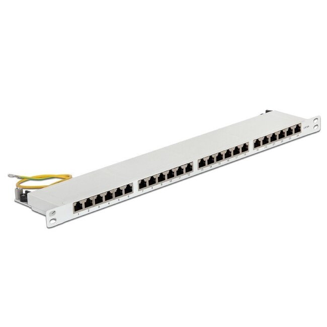 Premium CAT6 Gigabit 19'' Patch Panel 0,5U met 24 poorten - afgeschermd / grijs