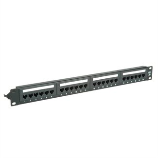 Value Premium CAT6a Gigabit 19'' Patch Panel 1U met 24 poorten - niet afgeschermd / zwart