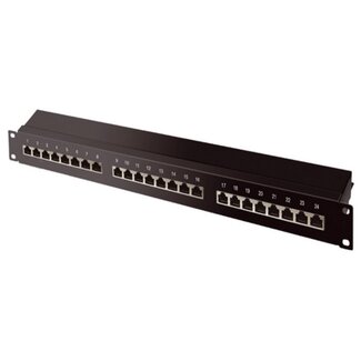 Goobay CAT6a Gigabit 19'' Patch Panel 1U met 24 poorten - afgeschermd / zwart