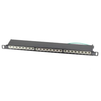 S-Impuls CAT6a Gigabit 19'' Patch Panel 0,5U met 24 poorten - afgeschermd / zwart