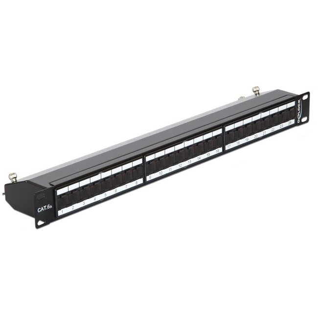 Delock 19 inch patch panel | 24x RJ45 | CAT6a | STP | 1U | zwart