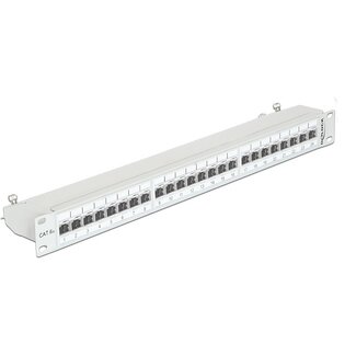 DeLOCK Premium CAT6a Gigabit 19'' Patch Panel 1U met 24 poorten - afgeschermd / grijs