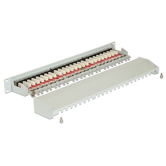 Delock 19 inch patch panel | 24x RJ45 | CAT6a | STP | 1U | grijs