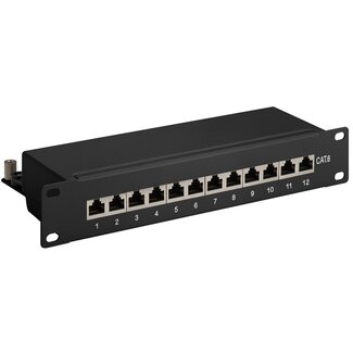 Goobay CAT6 Gigabit 10'' Patch Panel 1U met 12 poorten - afgeschermd / zwart