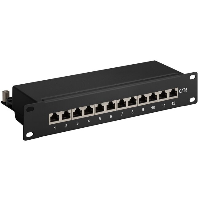 10 inch patch panel | 12x RJ45 | CAT6 | STP | 1U | zwart