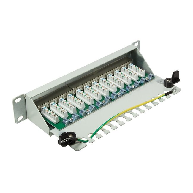 10 inch patch panel | 12x RJ45 | CAT6 | STP | 1U | grijs