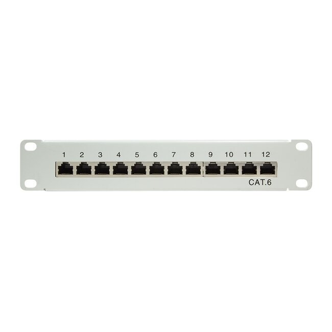 10 inch patch panel | 12x RJ45 | CAT6 | STP | 1U | grijs