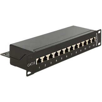 DeLOCK Premium CAT6 Gigabit 10'' Patch Panel 1U met 12 poorten - afgeschermd / zwart