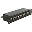 Premium CAT6 Gigabit 10'' Patch Panel 1U met 12 poorten - afgeschermd / zwart