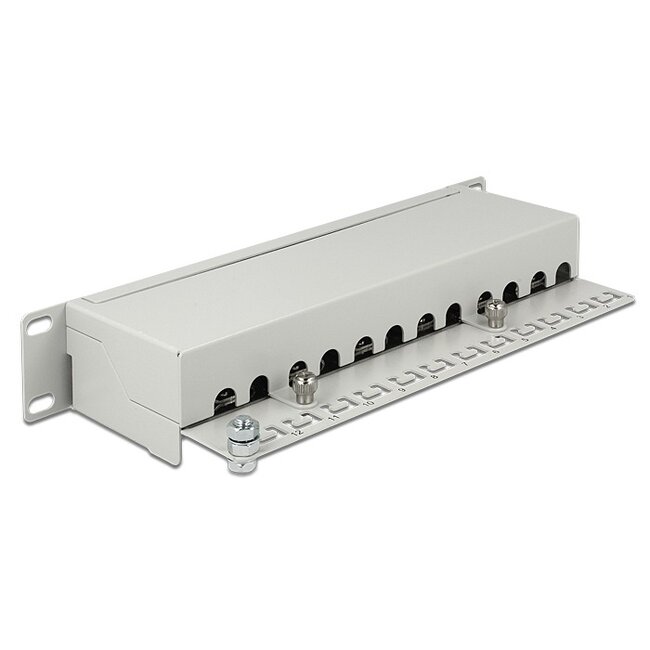 Delock 10 inch patch panel | 12x RJ45 | CAT6 | STP | 1U | grijs