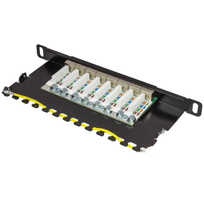 10 inch patch panel | 8x RJ45 | CAT6a | STP | 0,5U | zwart
