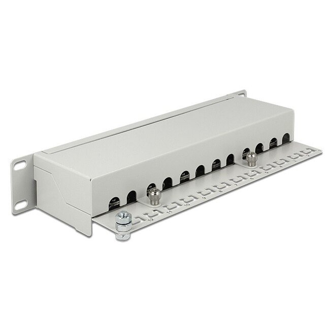 Delock 10 inch patch panel | 12x RJ45 | CAT6a | STP | 1U | grijs