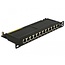 Premium CAT6a Gigabit 10'' Patch Panel 0,5U met 12 poorten - afgeschermd / zwart