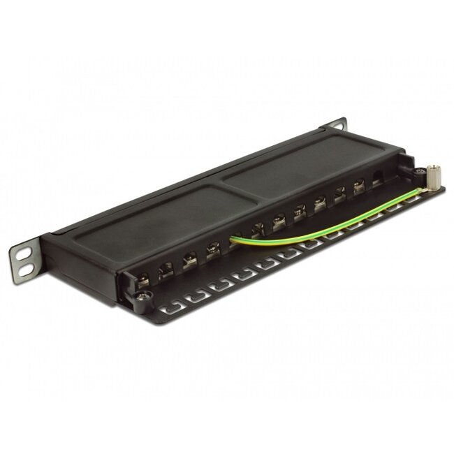 Delock 10 inch patch panel | 12x RJ45 | CAT6a | STP | 0,5U | zwart
