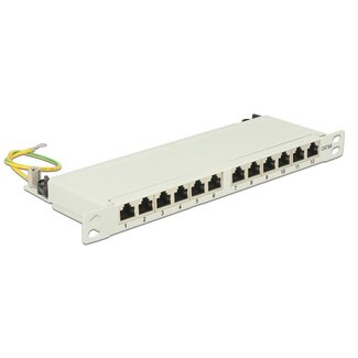 DeLOCK Premium CAT6a Gigabit 10'' Patch Panel 0,5U met 12 poorten - afgeschermd / grijs