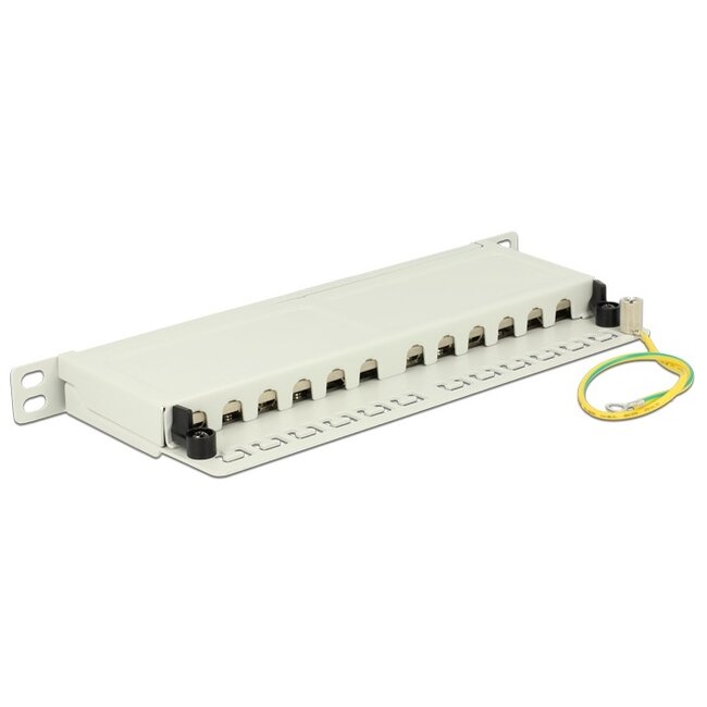 Delock 10 inch patch panel | 12x RJ45 | CAT6a | STP | 0,5U | grijs