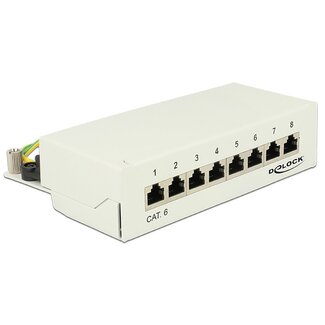 DeLOCK DeLOCK CAT6 Gigabit Desktop Patch Panel 1U met 8 poorten - afgeschermd / grijs