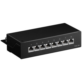 LogiLink CAT6a Gigabit Desktop Patch Panel 1U met 8 poorten - afgeschermd / zwart