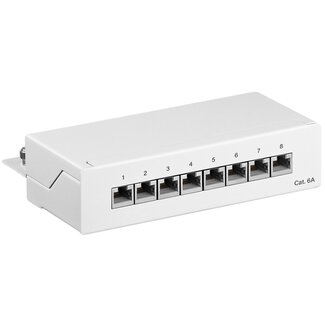 Goobay CAT6a Gigabit Desktop Patch Panel 1U met 8 poorten - afgeschermd / wit